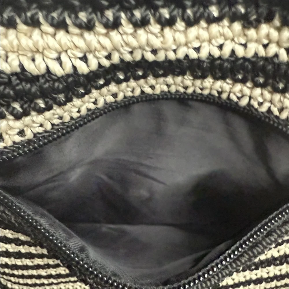 The Sak Black and White Crochet Collection Hobo Handbag